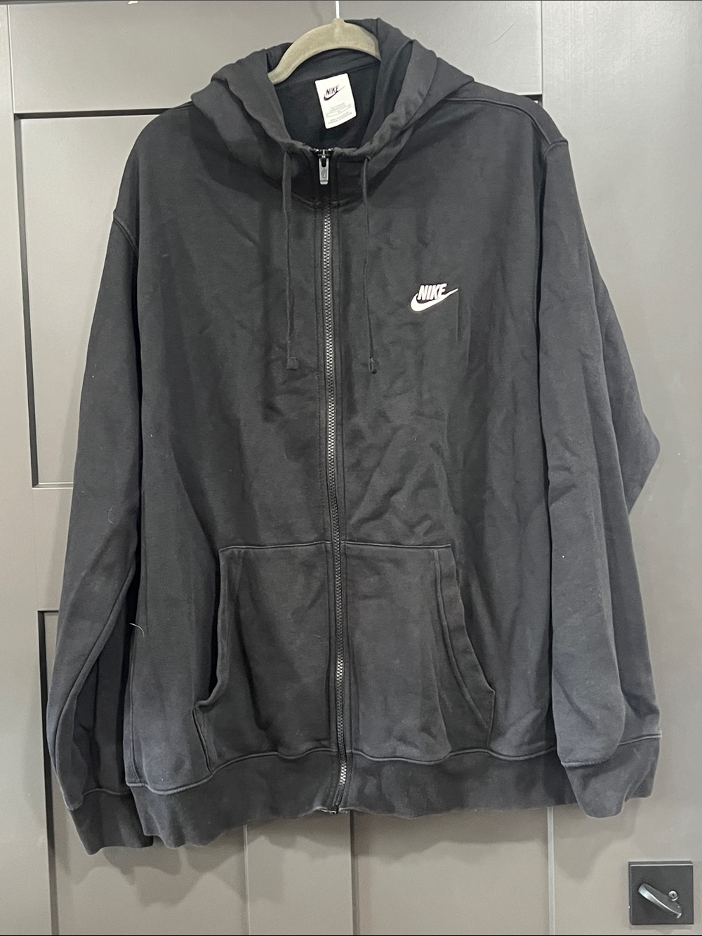Nike Black Full-Zip Hoodie Jacket with White Logo